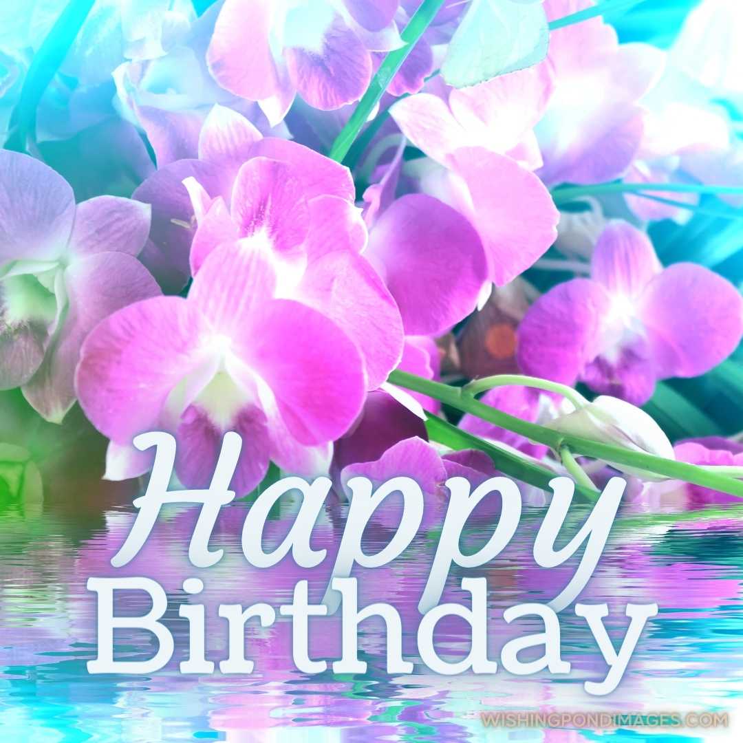 Close-up of Vanda flower. Happy Birthday Purple Flower Images